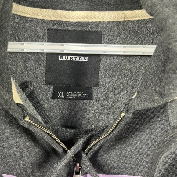 Burton Hoodie Mens Size XL Gray Purple Vertical Full-Zip Snowboard Cotton Y2K - Picture 2 of 12
